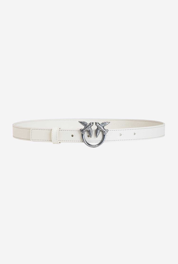 Women's Pinko Love Birds Thin Leather Belts White Silver | Australia-96842359