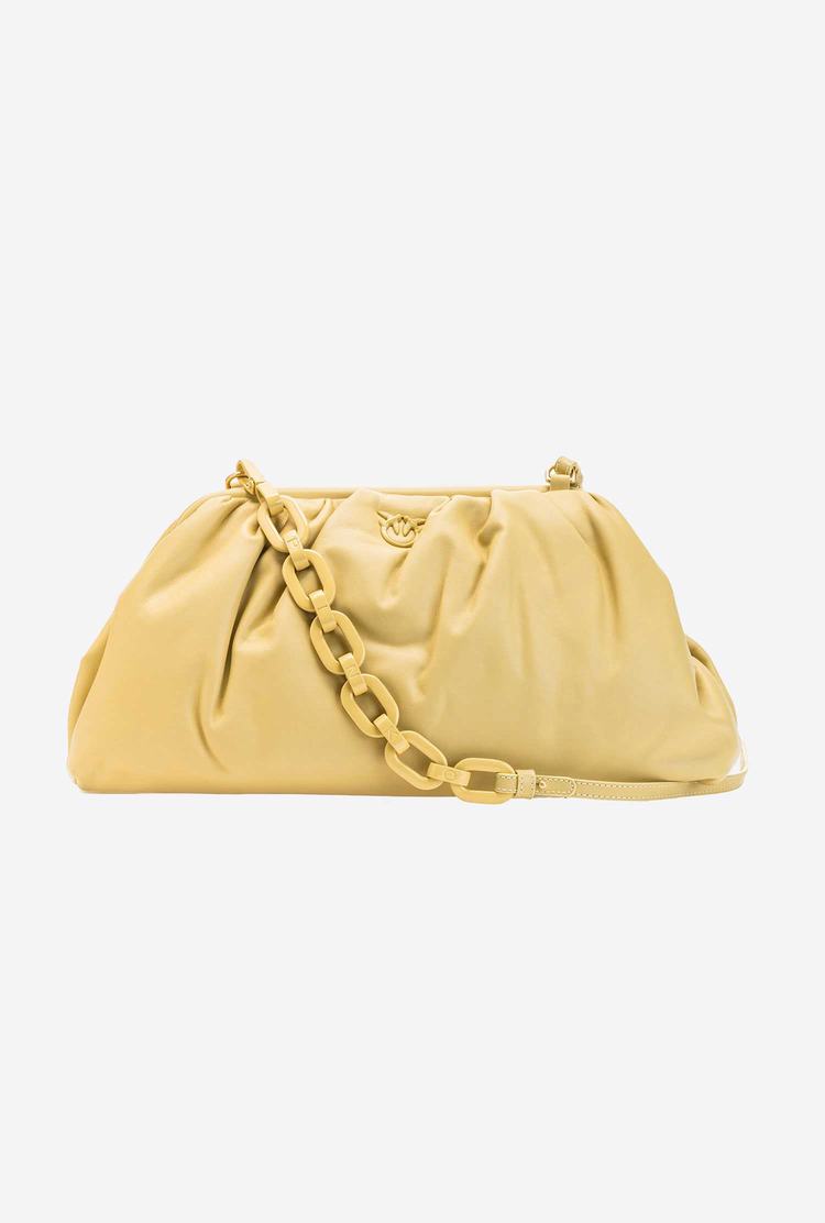 Women's Pinko Maxi Chain Clutch Block Colour Handbag Gold | Australia-91207389