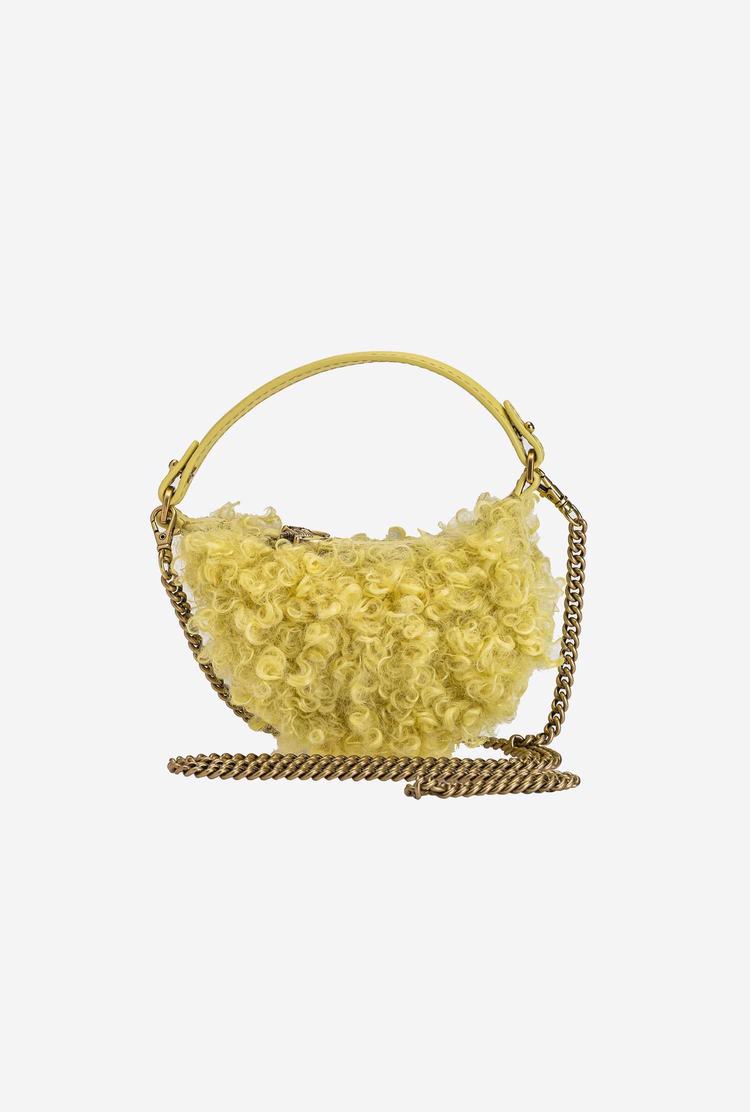 Women's Pinko Micro Long Half Moon Bag Eco Sheepskin Handbag Yellow Gold | Australia-50367489