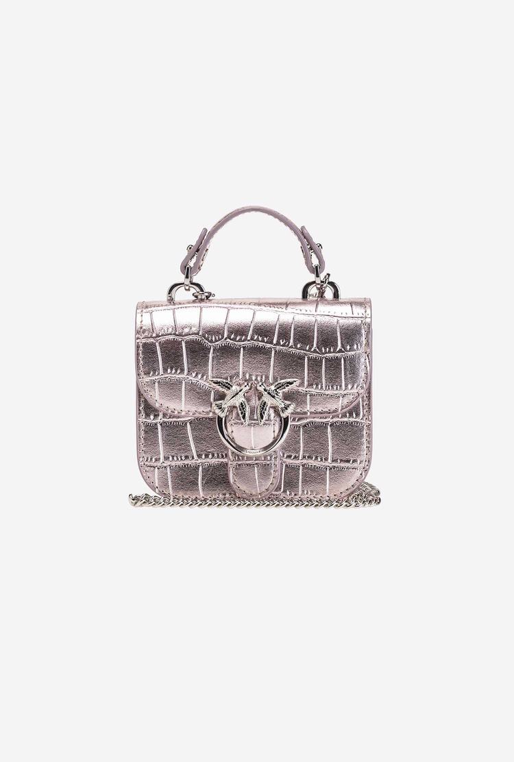 Women's Pinko Micro Love Bag Bell Croco Mini Bag Pink Gold | Australia-07621959