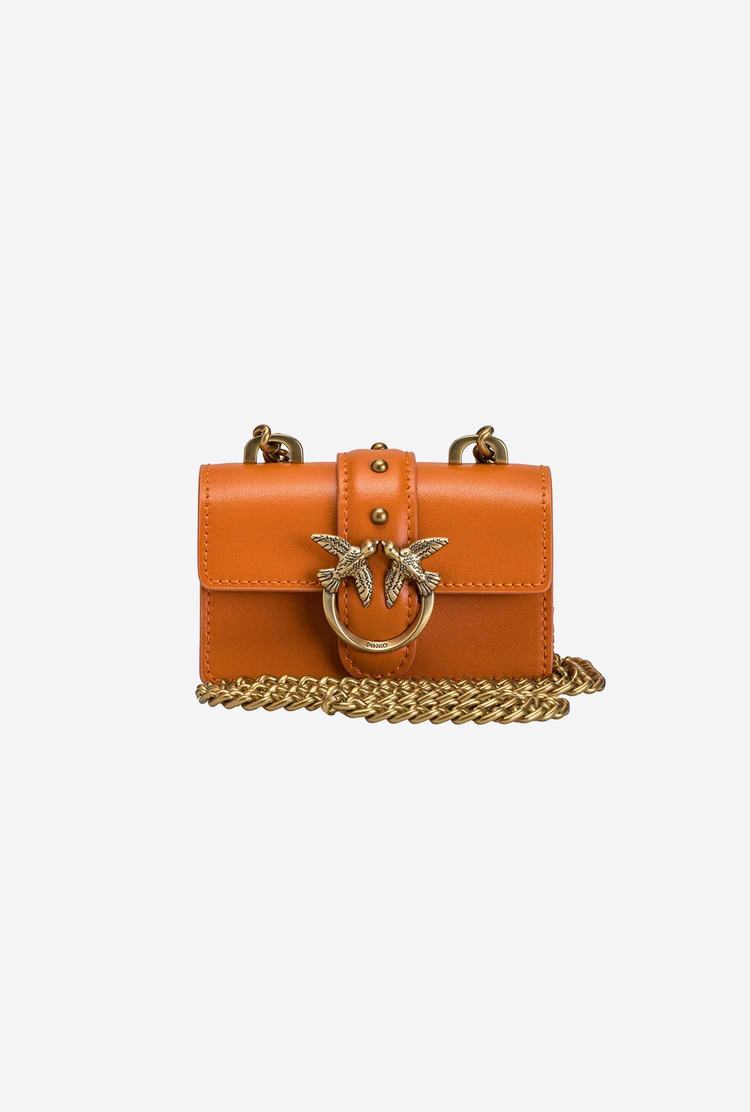 Women's Pinko Micro Love Bag Icon Simply Mini Bag Orange Gold | Australia-48705969