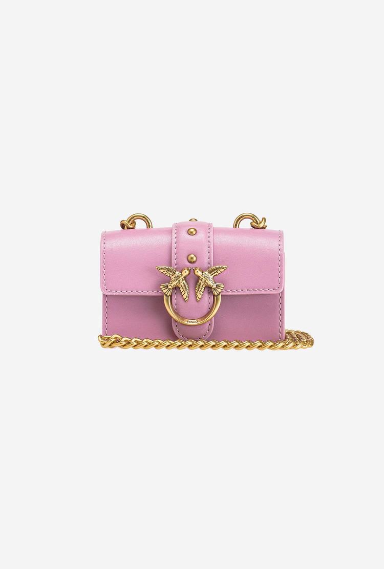 Women's Pinko Micro Love Bag Icon Simply Crossbody Bags Pink Gold | Australia-61328949