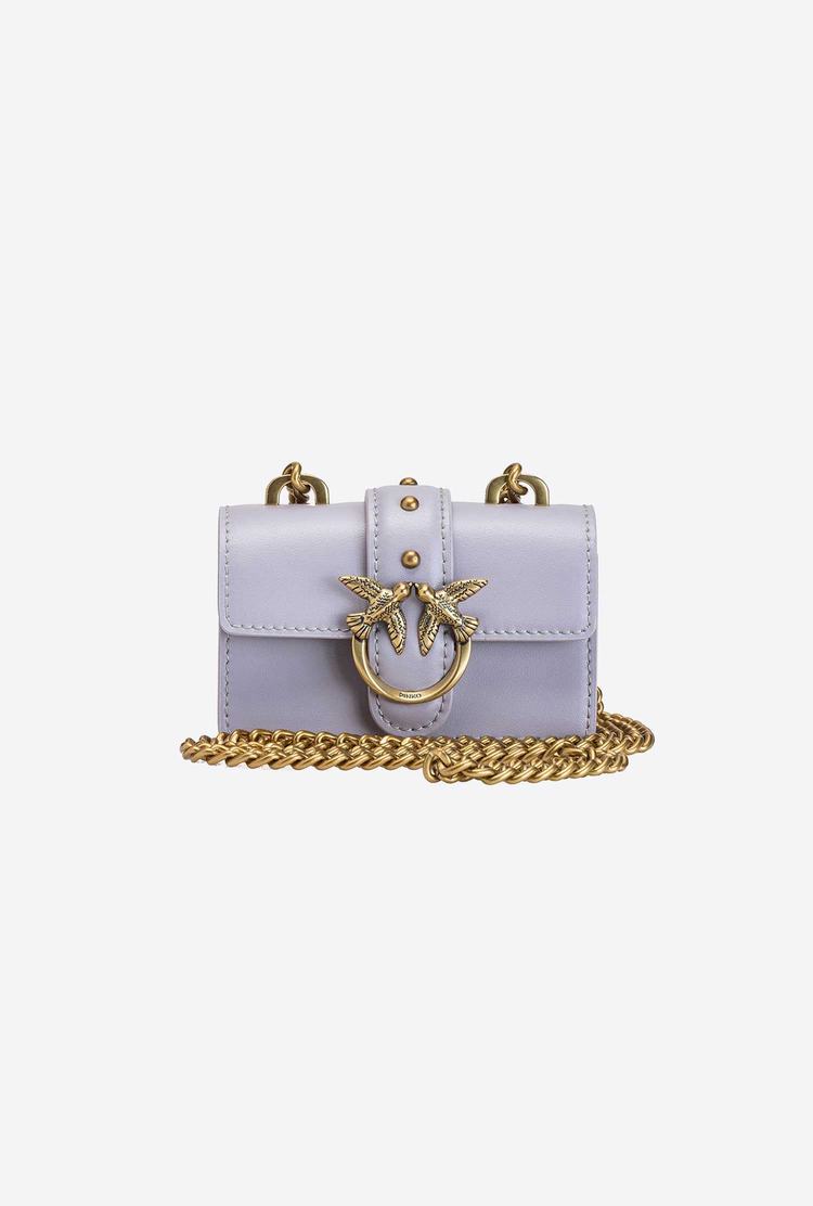 Women's Pinko Micro Love Bag Icon Simply Crossbody Bags Grey Gold | Australia-98704619