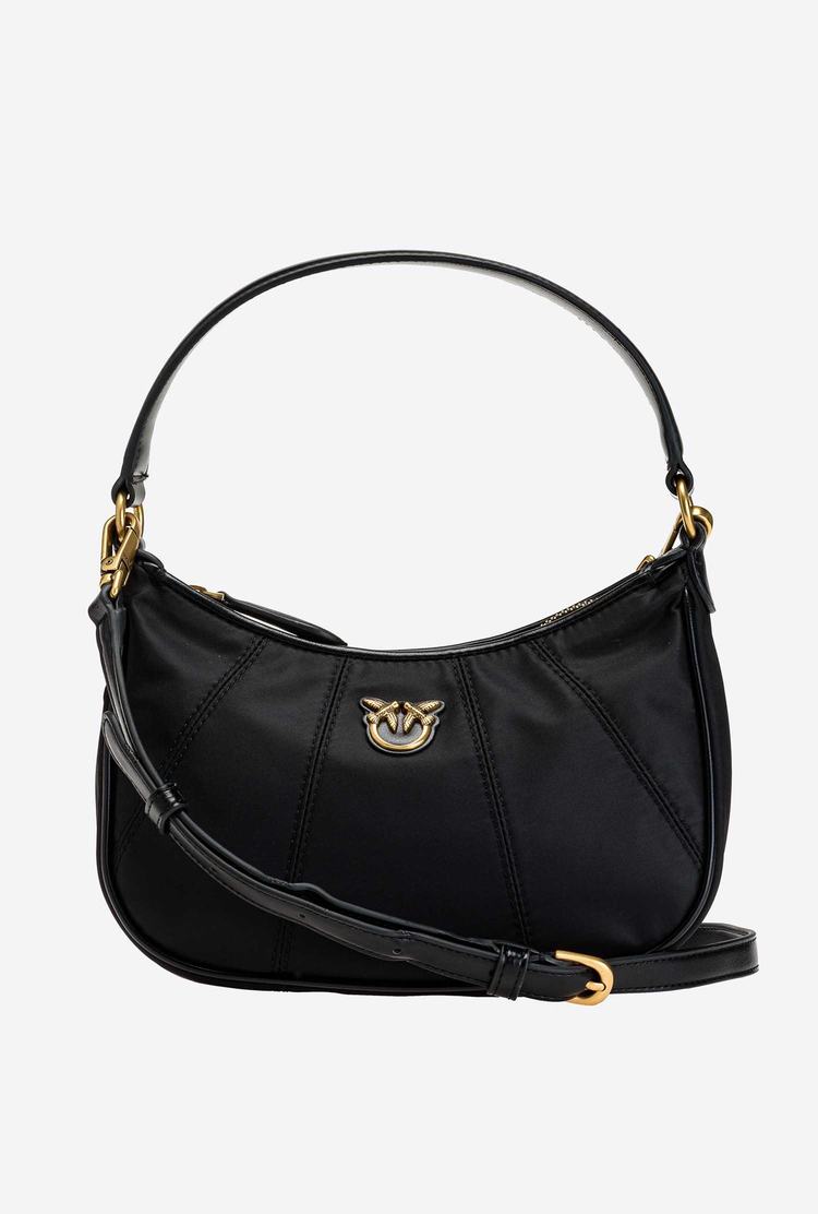 Women's Pinko Mini Half Moon Bag Recycled Shoulder Bags Black Gold | Australia-76851909