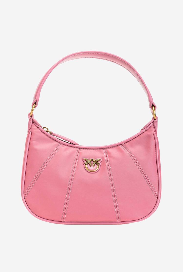 Women's Pinko Mini Half Moon Bag Recycled Shoulder Bags Pink Gold | Australia-90835769