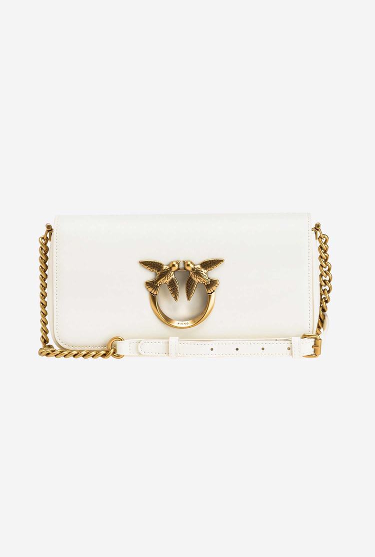 Women's Pinko Mini Love Bag Click Baguette Simply Crossbody Bags White Gold | Australia-09861729