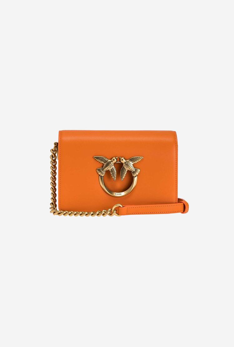 Women's Pinko Mini Love Bag Click Simply Crossbody Bags Orange Gold | Australia-20846139