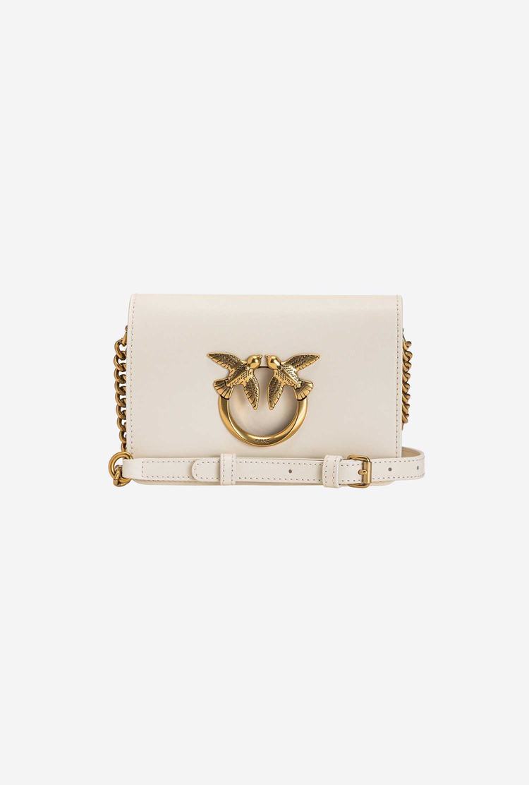 Women's Pinko Mini Love Bag Click Simply Crossbody Bags White Gold | Australia-97164259