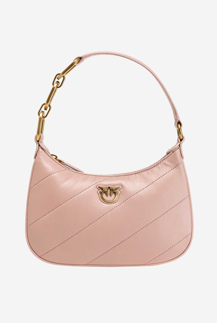 Women's Pinko Mini Love Bag Half Moon Maxi Quilt Shoulder Bags Pink Gold | Australia-76423959