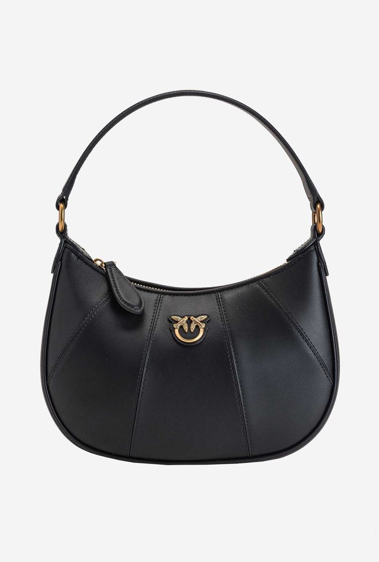 Women's Pinko Mini Love Bag Half Moon Simply Shoulder Bags Black Gold | Australia-73296459