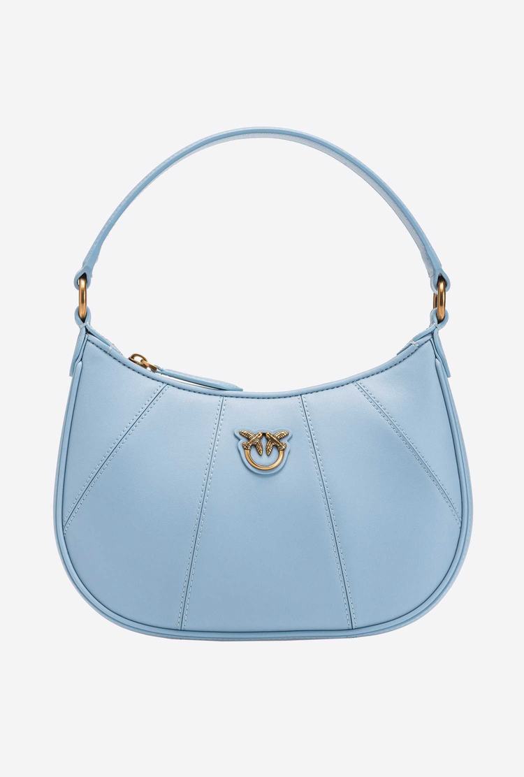 Women's Pinko Mini Love Bag Half Moon Simply Shoulder Bags Blue Light Gold | Australia-85906479