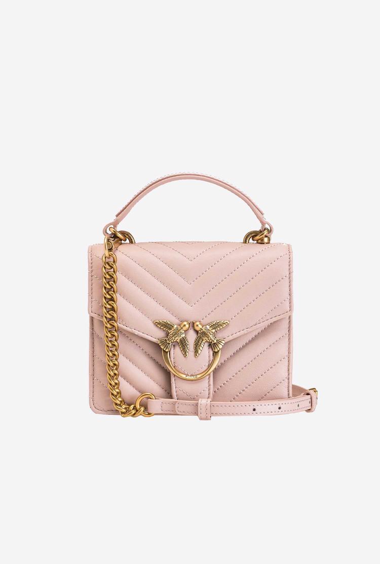 Women's Pinko Mini Love Bag Handle V Quilt Handbag Pink Gold | Australia-60953179