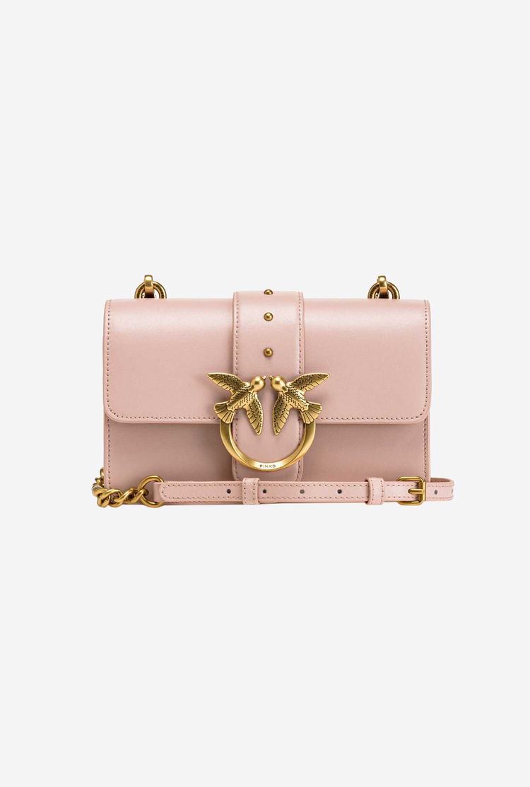 Women's Pinko Mini Love Bag Icon Simply Crossbody Bags Pink Gold | Australia-24390619