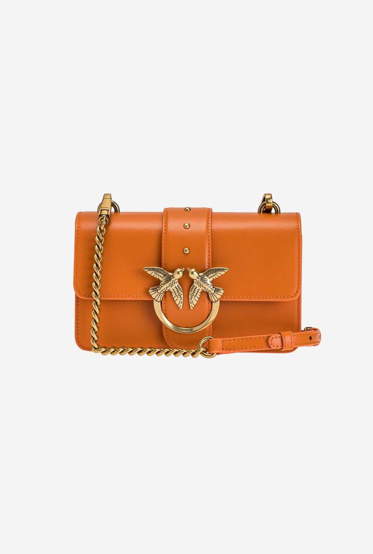 Women's Pinko Mini Love Bag Icon Simply Crossbody Bags Orange Gold | Australia-50236899