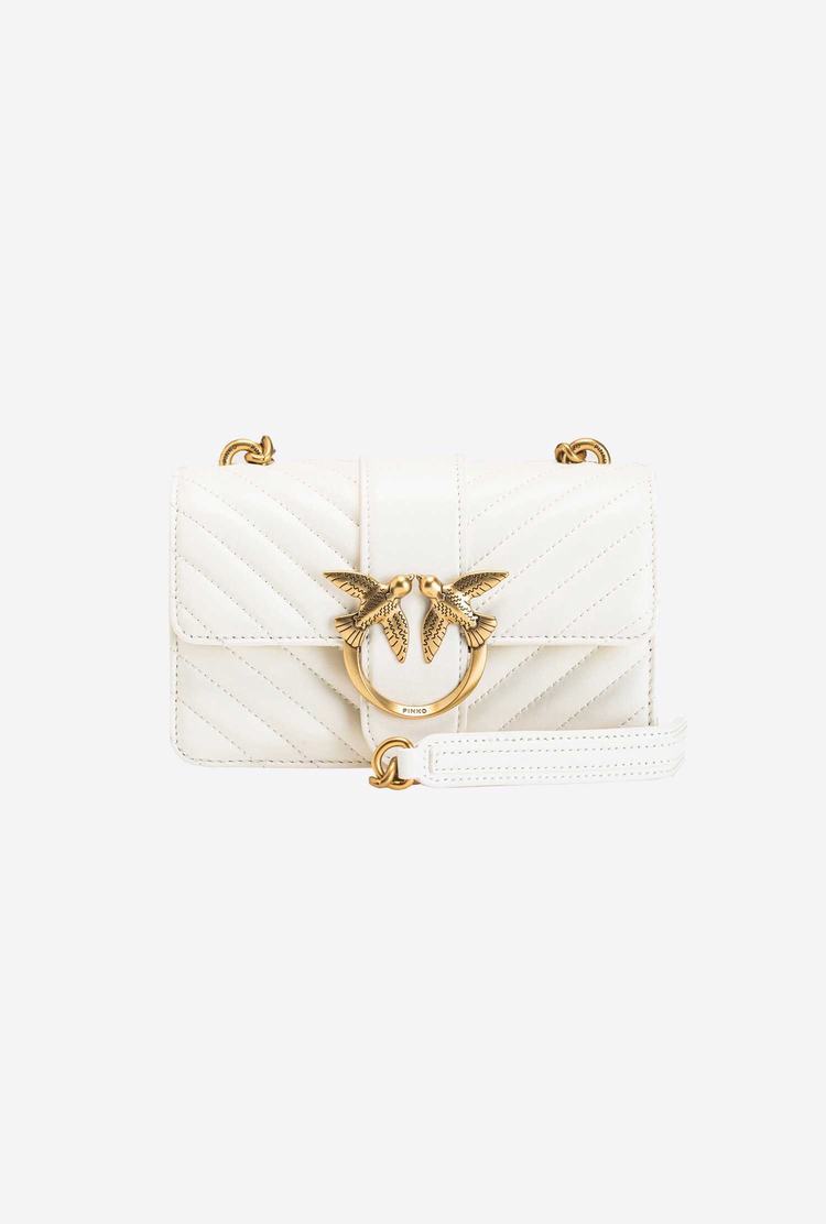 Women's Pinko Mini Love Bag Icon V Quilt Crossbody Bags White Gold | Australia-23167809