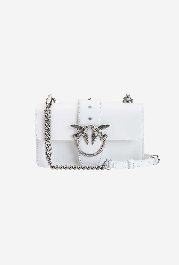 Women's Pinko Mini Love Bag Icon Vegan Recycled Crossbody Bags White Silver | Australia-87965439