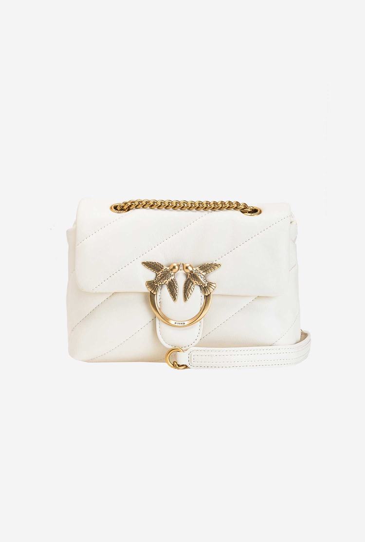 Women's Pinko Mini Love Bag Puff Maxi Quilt Crossbody Bags White Gold | Australia-17924039