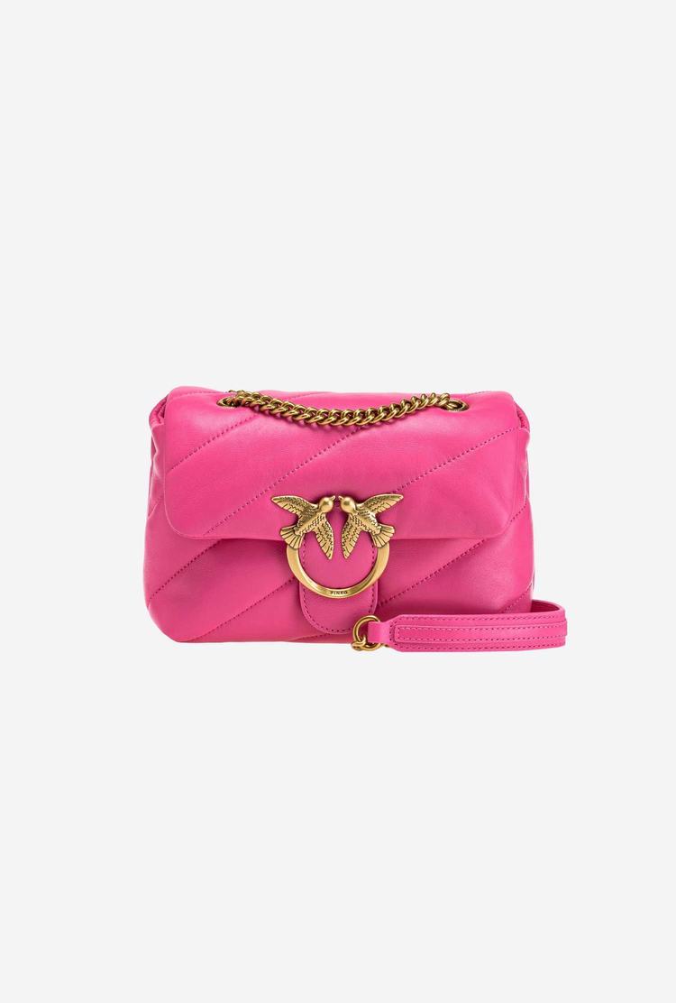 Women's Pinko Mini Love Bag Puff Maxi Quilt Shoulder Bags Fuchsia Gold | Australia-27138599