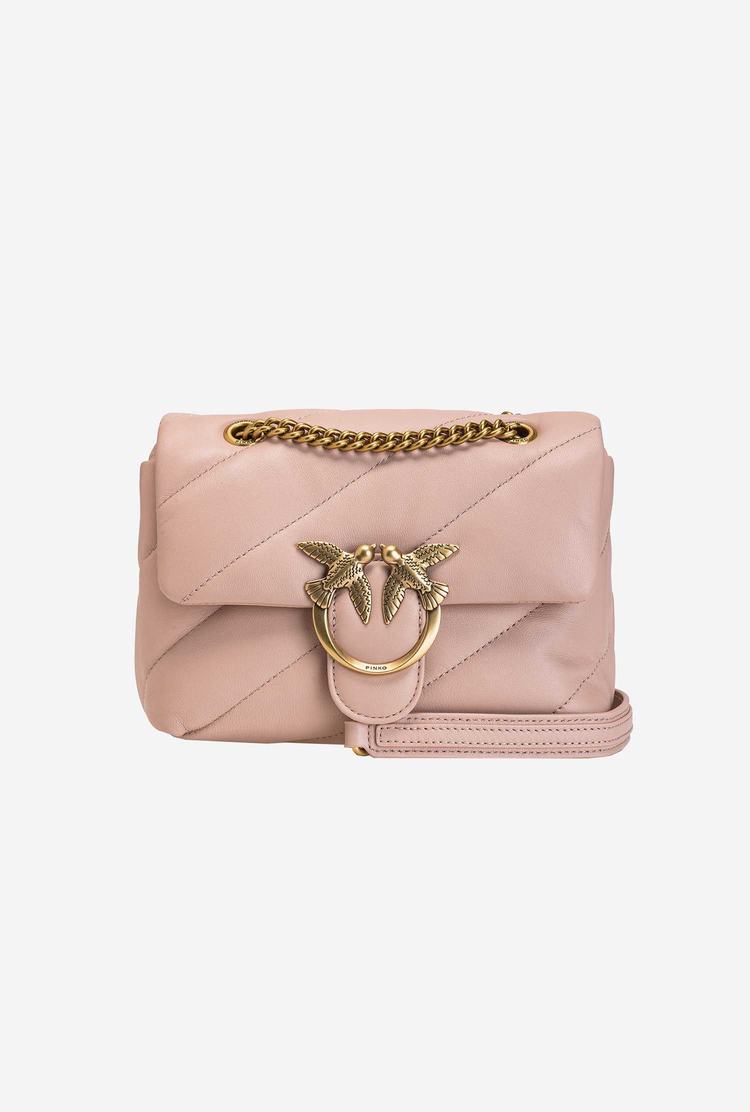 Women's Pinko Mini Love Bag Puff Maxi Quilt Crossbody Bags Pink Gold | Australia-43908679