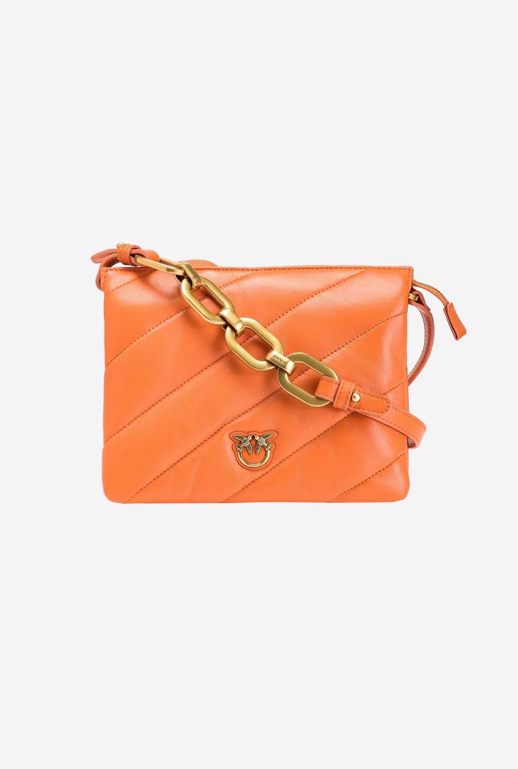 Women's Pinko Mini Twins Bag Maxi Quilt Crossbody Bags Orange Gold | Australia-58397619