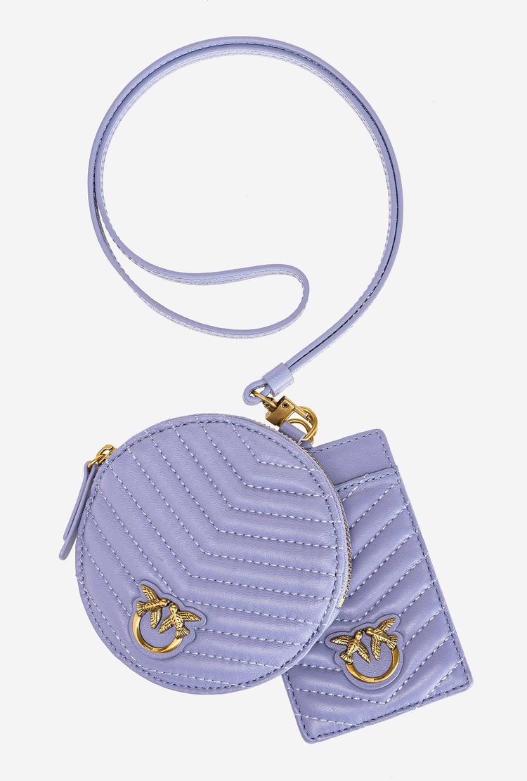 Women's Pinko Necklace Mini Love Bag Chevron Purses Lavender Gold | Australia-54628319