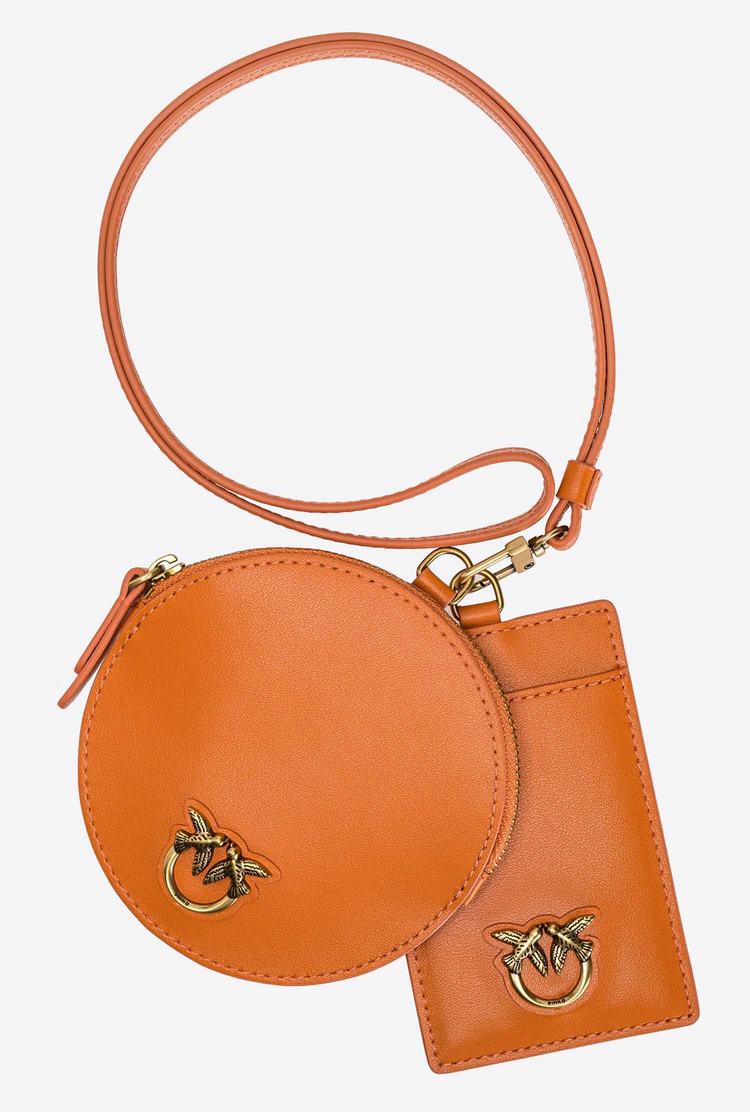 Women's Pinko Necklace Mini Love Bag Simply Purses Orange Gold | Australia-58206379