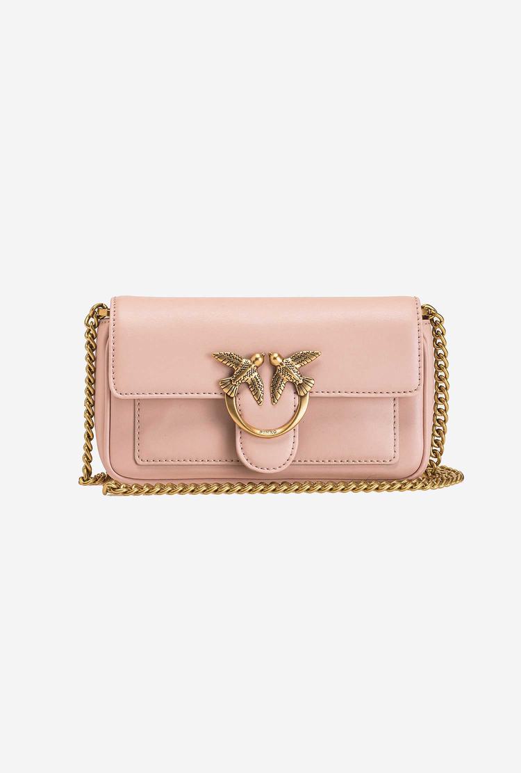 Women's Pinko Pocket Love Bag Simply Crossbody Bags Pink Gold | Australia-17930529