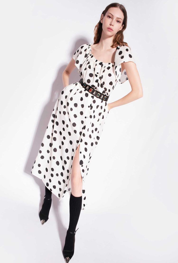 Women's Pinko Polka-dot Midi Dress White/Black | Australia-75264939