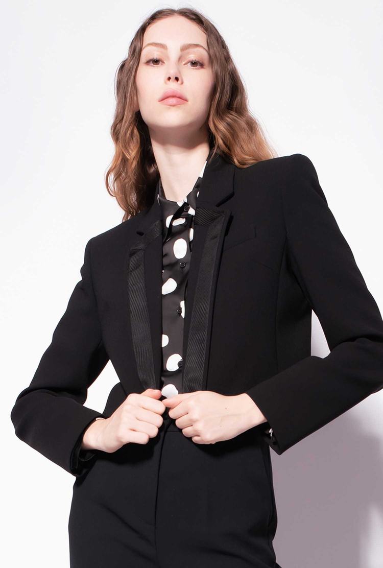 Women's Pinko Poly Crepe Spencer Jackets Black | Australia-60743929