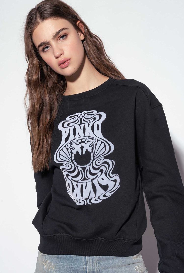 Women's Pinko Printed Sweatshirt Black | Australia-07158439