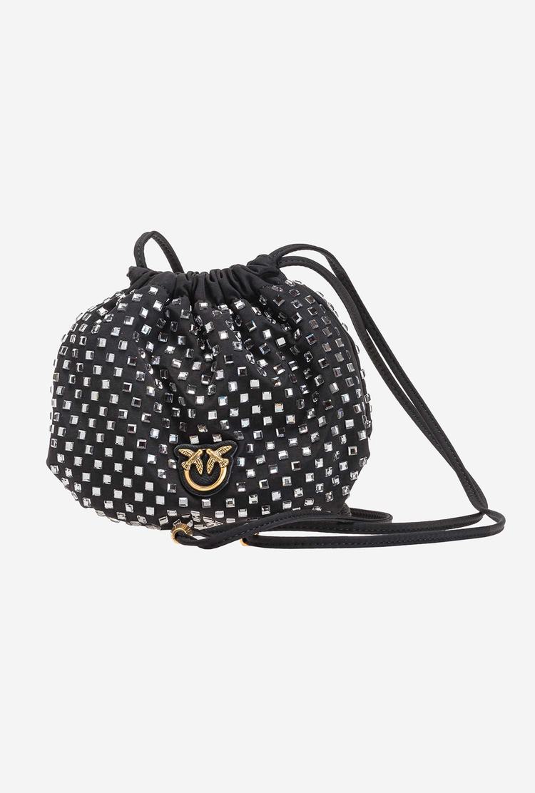 Women's Pinko Rhinestones All Over Handbag Black | Australia-42790169