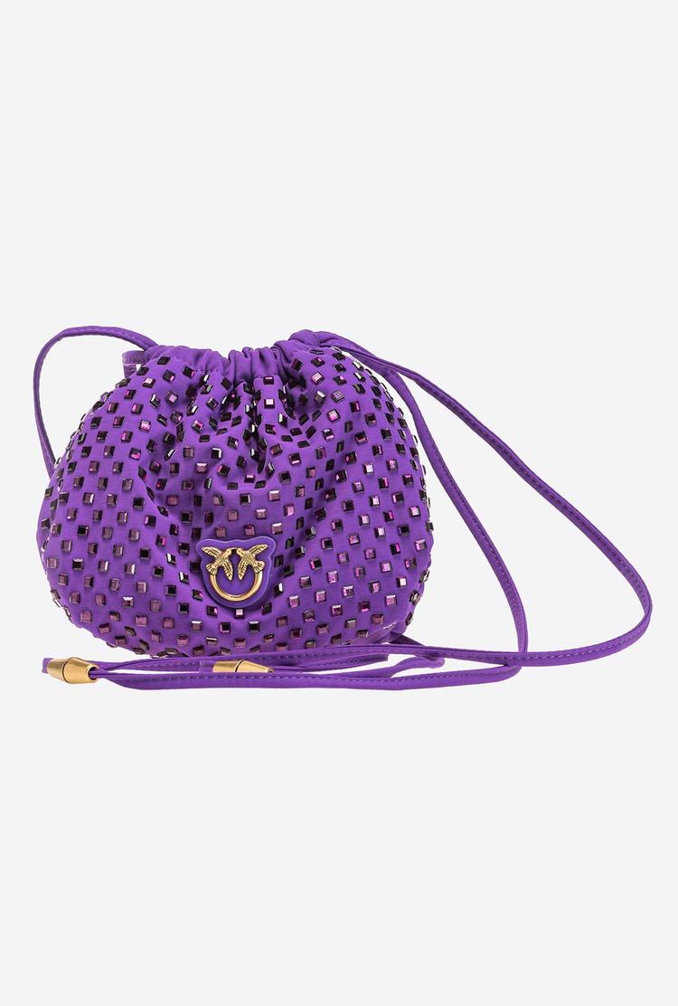 Women's Pinko Rhinestones All Over Handbag Purple | Australia-56342799