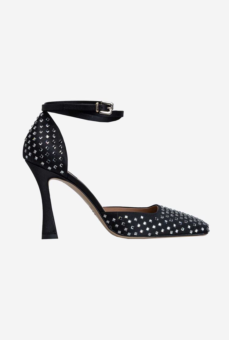 Women's Pinko Rhinestones Heels Black | Australia-43986509