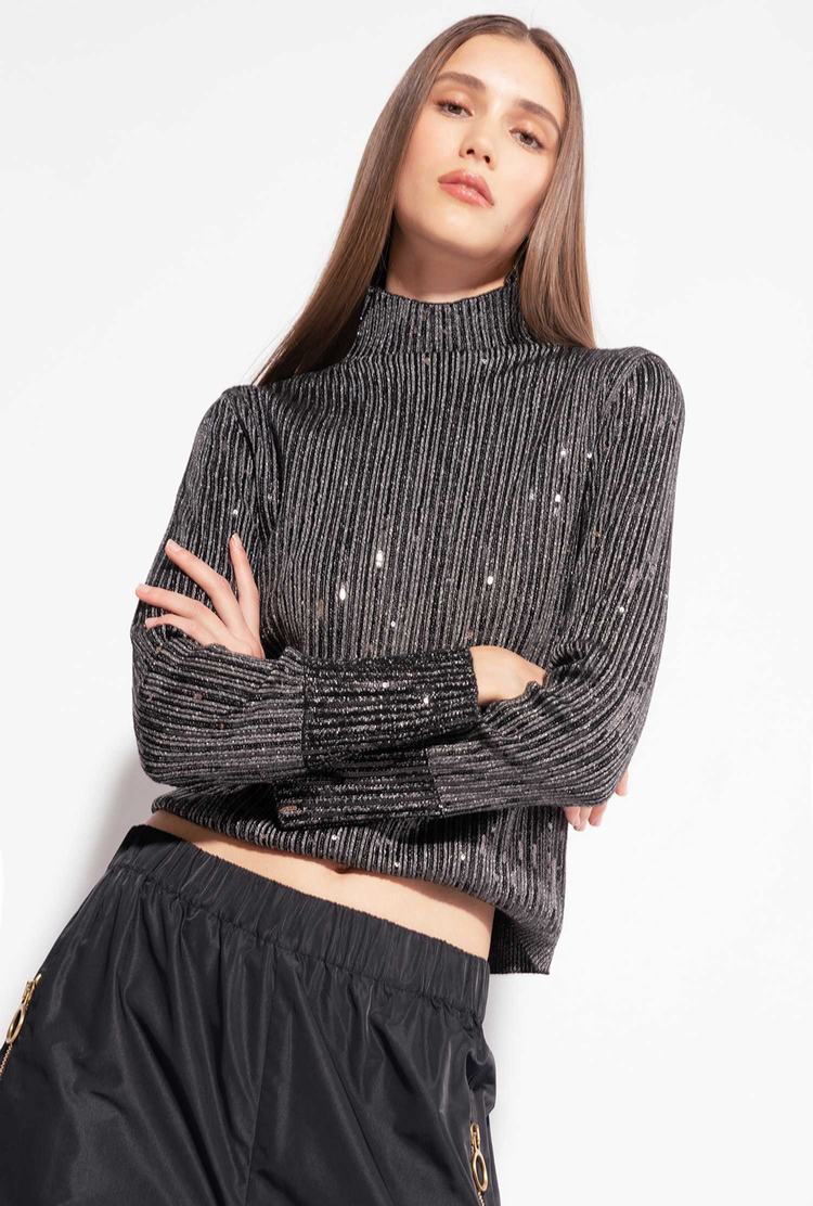 Women's Pinko Sequinned Sweaters Black/Silver | Australia-82973019