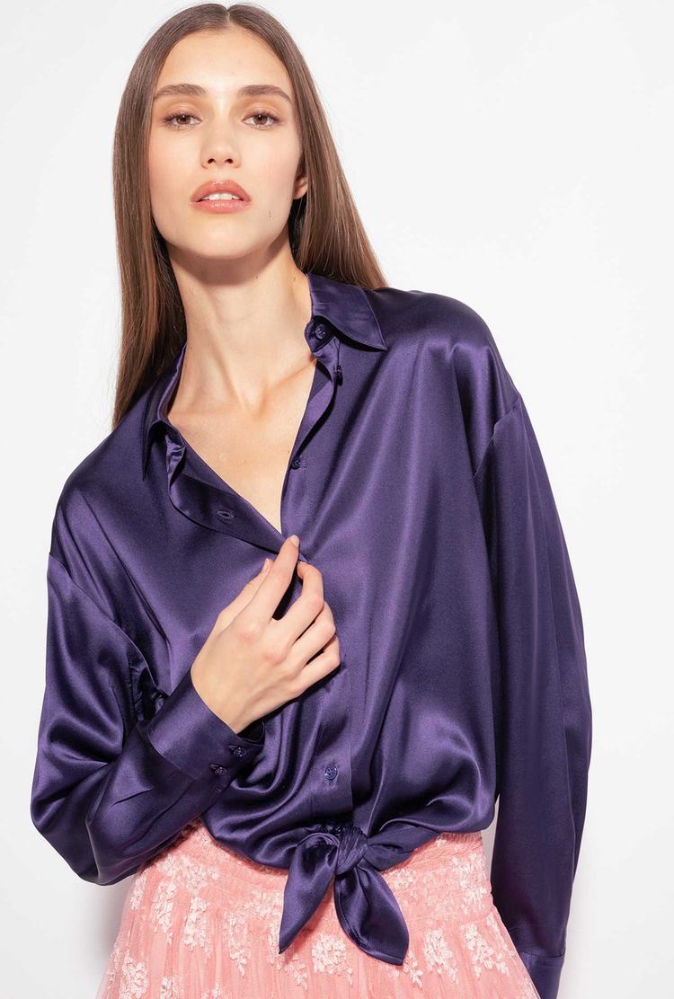 Women's Pinko Silk Satin Shirts Purple | Australia-07638519