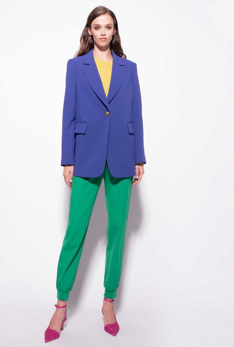 Women's Pinko Single-breasted Stretch Crêpe Blazers Blue | Australia-90173859