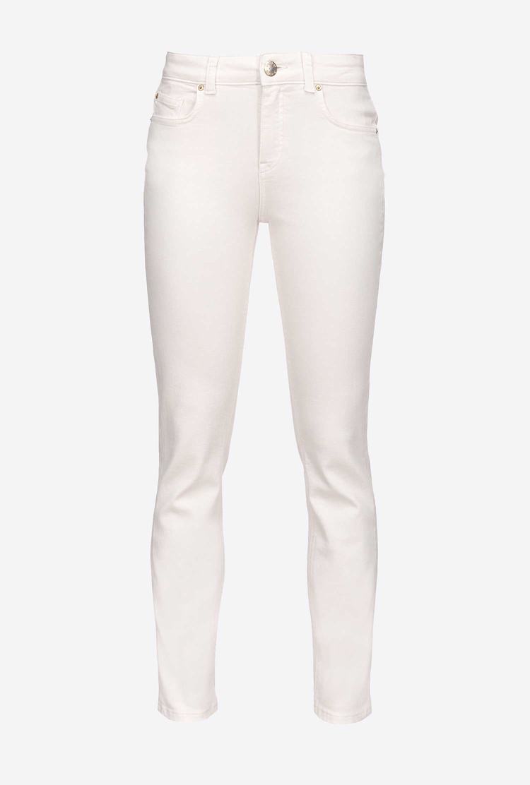 Women's Pinko Slim-fit Cotton Bull Jeans White | Australia-90152479