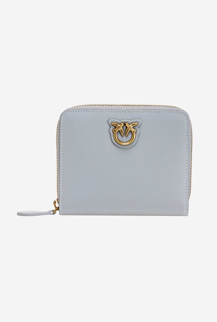 Women's Pinko Small Zip-around Leather Purses Grey Gold | Australia-32098459