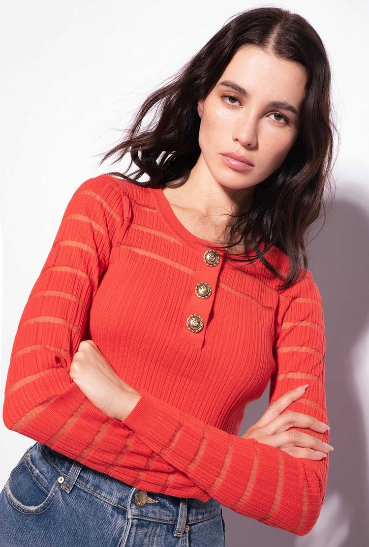 Women's Pinko Transparent Stripes Sweaters Deep Red | Australia-43817909