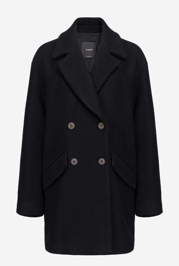 Women's Pinko Washed Cloth Coats Black | Australia-43957089