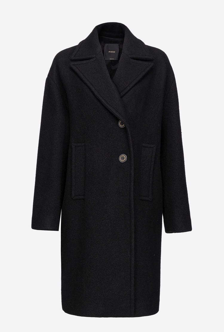 Women's Pinko Washed Cloth Coats Black | Australia-85934609