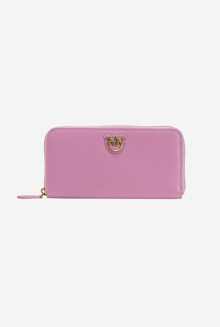 Women's Pinko Zip-around Leather Purses Pink Gold | Australia-01824679