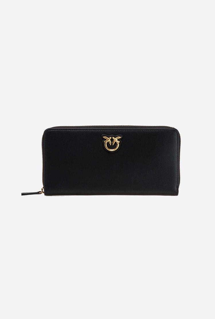 Women's Pinko Zip-around Leather Purses Black Gold | Australia-83215649