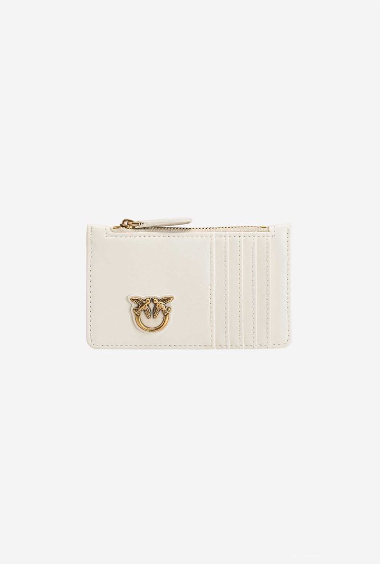 Women's Pinko Zipped Card Holder Purses White Gold | Australia-38260979