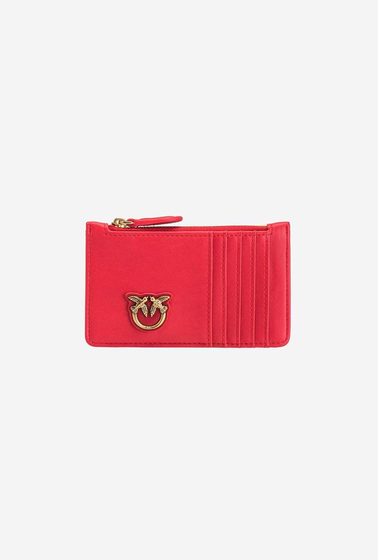 Women's Pinko Zipped Card Holder Purses Red Gold | Australia-63725809