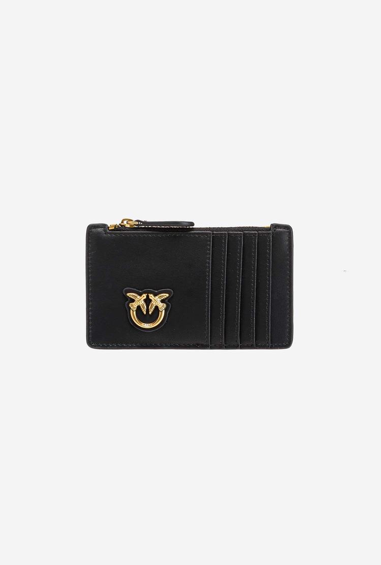 Women's Pinko Zipped Card Holder Purses Black Gold | Australia-67425899