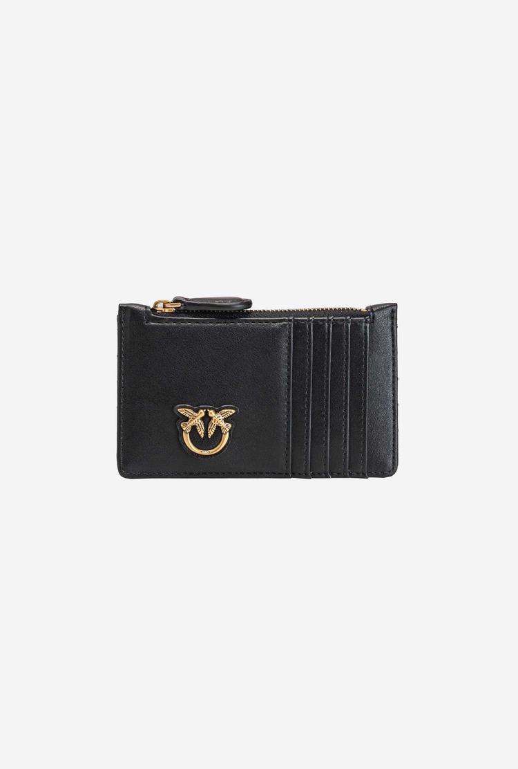 Women's Pinko Zipped Card Holder Purses Black Gold | Australia-71480629