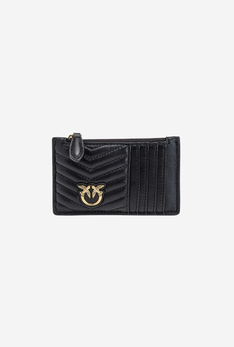 Women's Pinko Zipped Card Holder Purses Black Gold | Australia-81975329